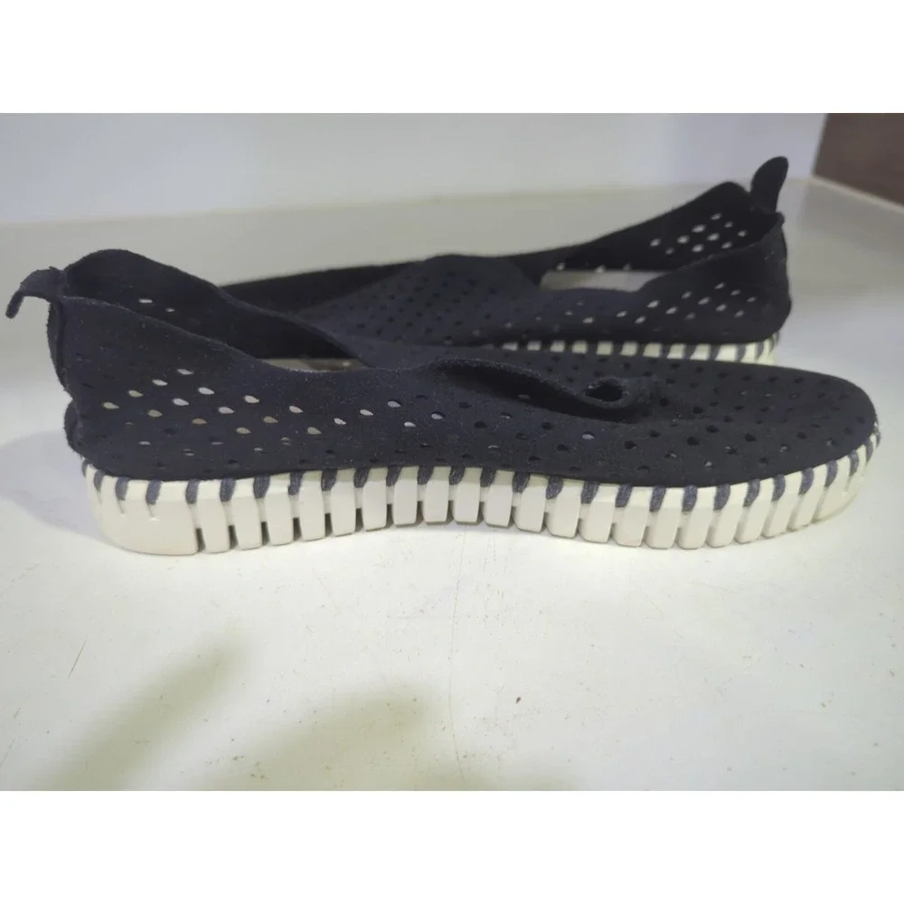 Ilse Jacobsen Tulip Plateau Black Perforated Slip On Sneakers EU 36 US 6-6.5